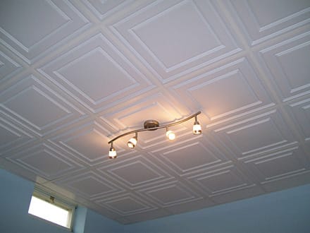 It S Basement Photo Friday These Basement Ceiling Tiles Are Not Your Old School Speckled Popcorn Rescon Basement Solutions