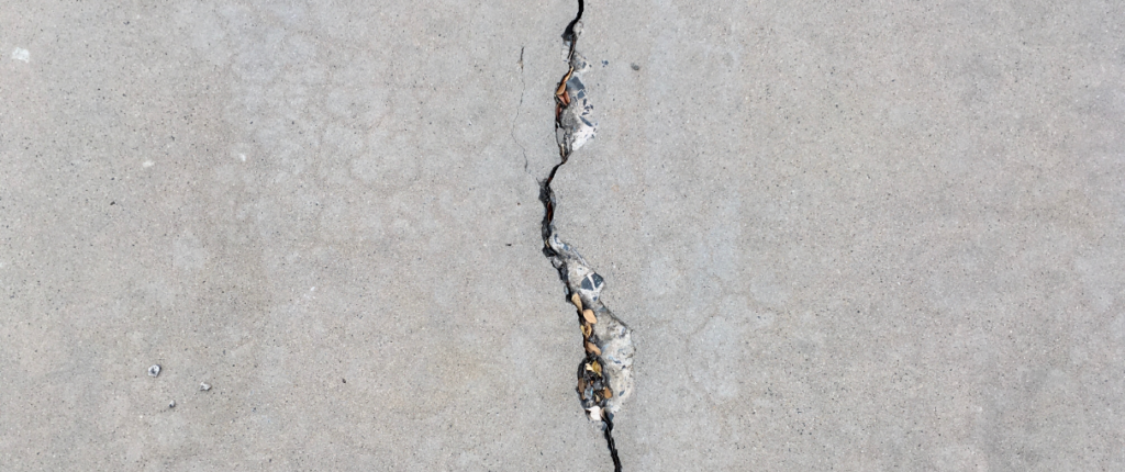 large crack in concrete